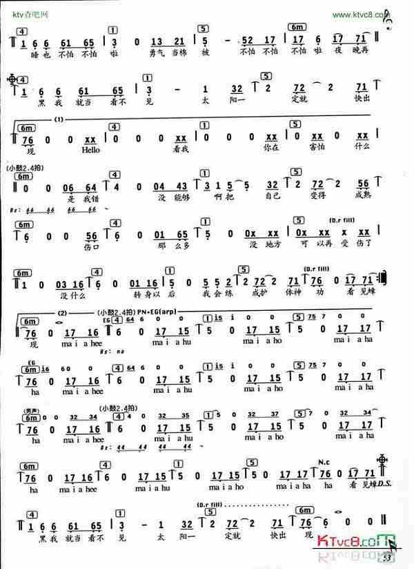 不怕不怕（词：小尾，曲：Dan Balan）歌谱2.gif