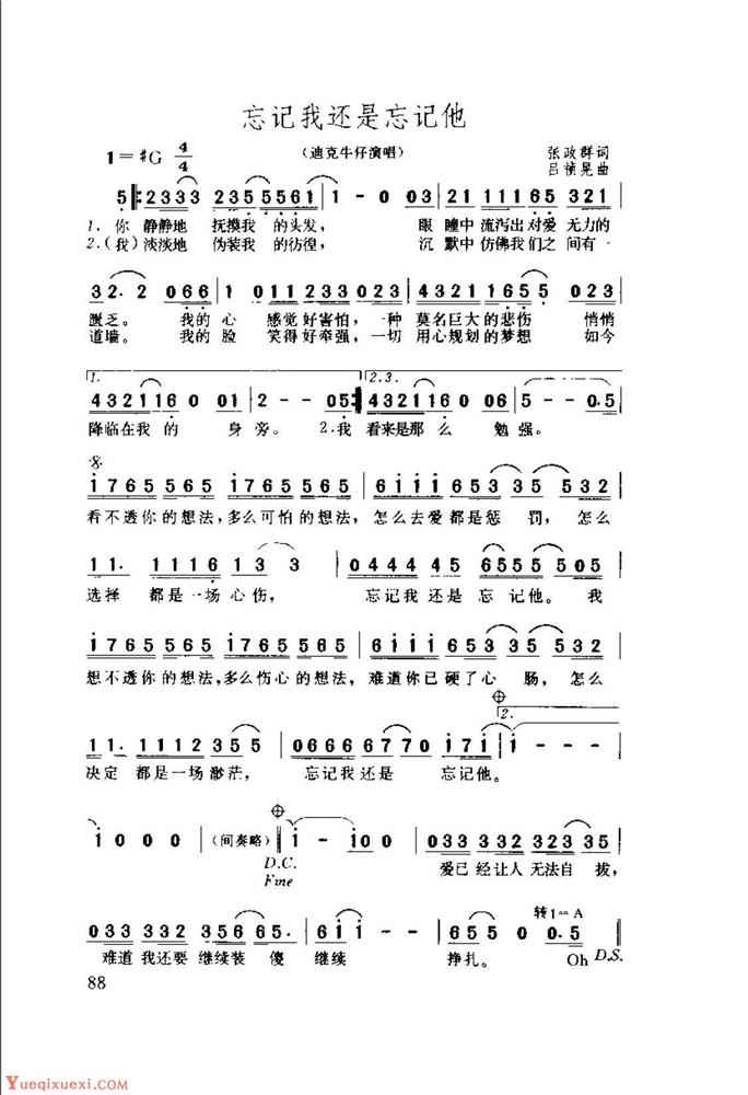 忘记我还是忘记他（词：张政群，曲：吕晃桢）歌谱1.jpg